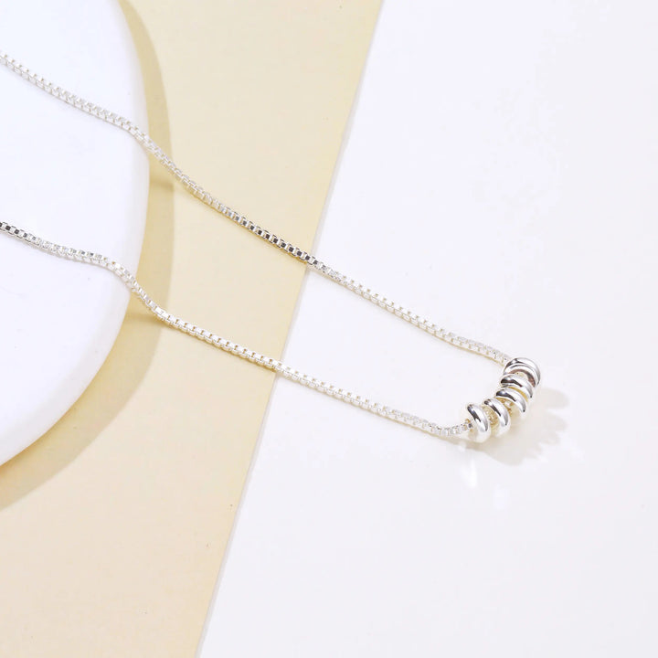 Multi-Ring Bead Box Chain Pendant Necklace