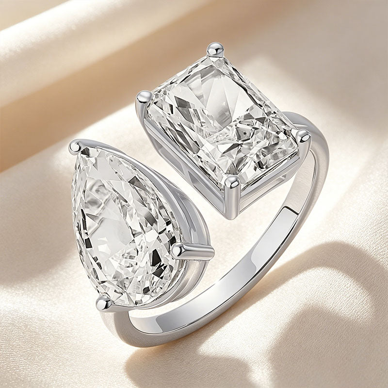 Distinctive Open Ring with Two Stones