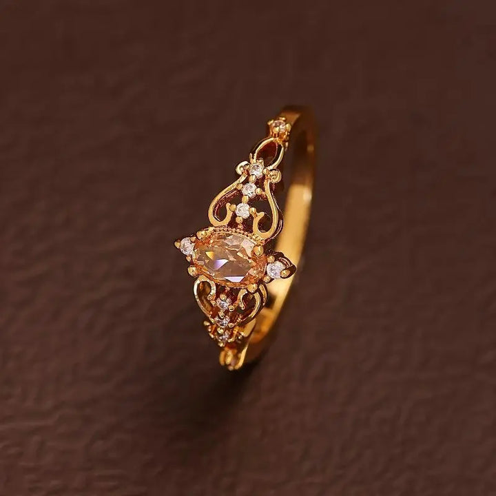 Oval Champagne Vintage Filigree Ring