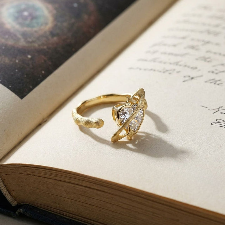Heart‑Cut Brushed Textured Moissanite Ring