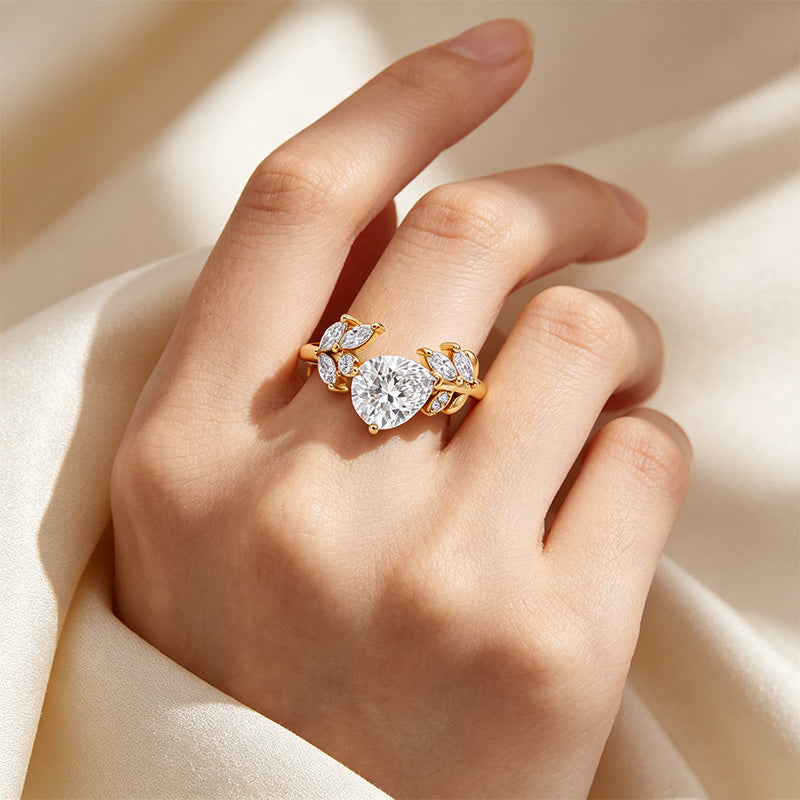 Pear Marquise Leaf Accent Ring