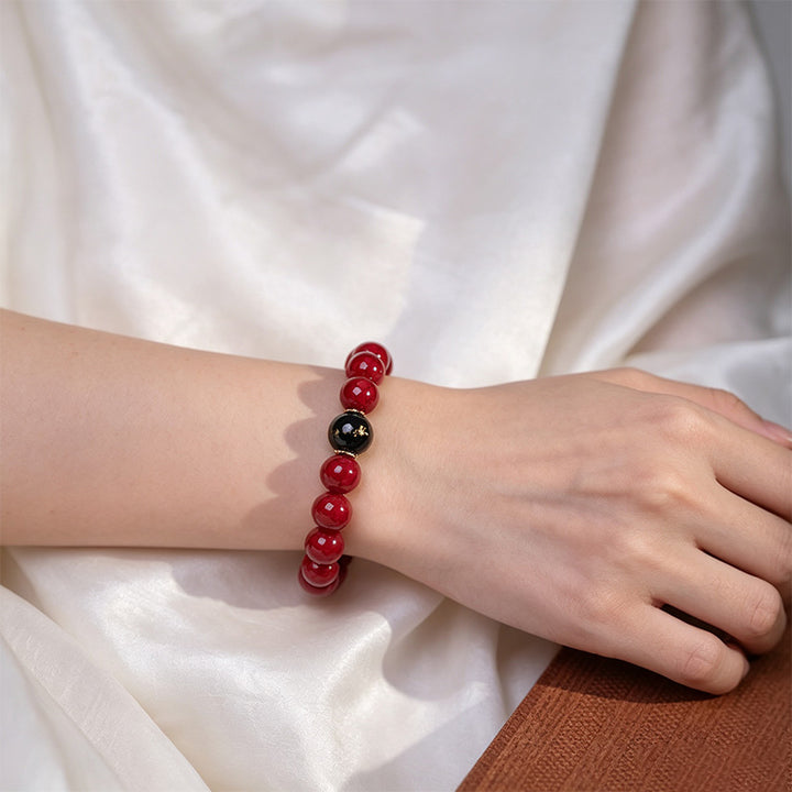 Cinnabar &amp; Turquoise Beaded Bracelet