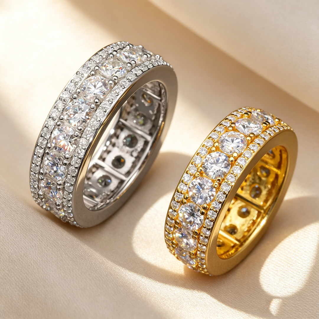 Three-Row Full Paved Eternity Ring