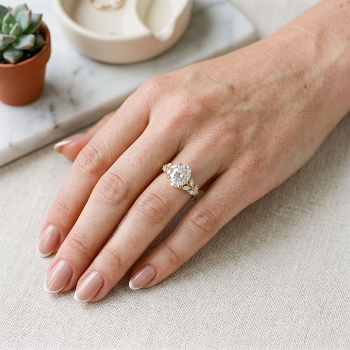 Oval Marquise Side Stone Ring