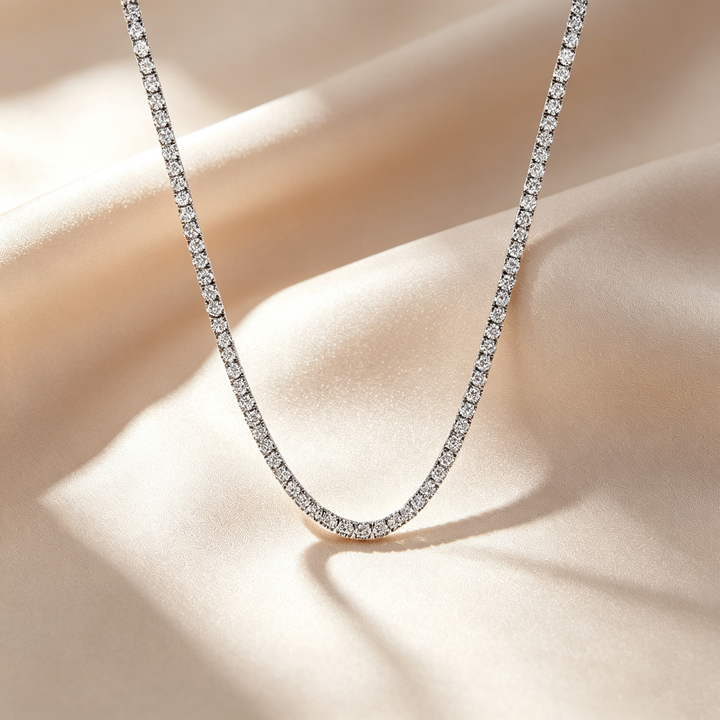 Four-Prong Round Cut Tennis Necklace