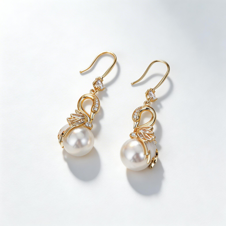 Elegant Swan Pearl Drop Earrings
