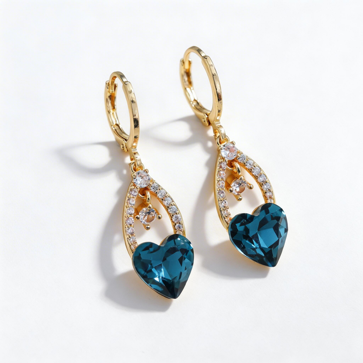 Elegant Heart Crystal Drop Earrings