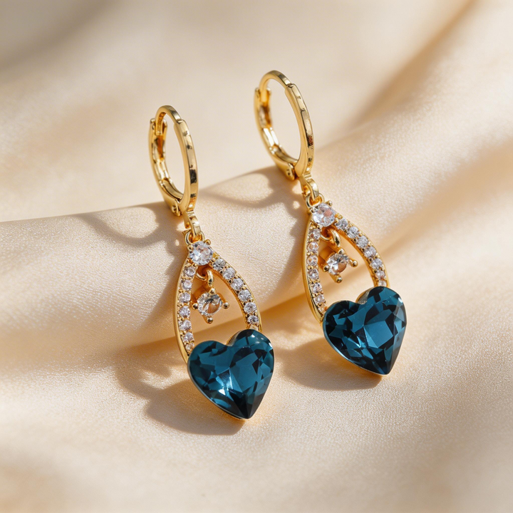 Elegant Heart Crystal Drop Earrings