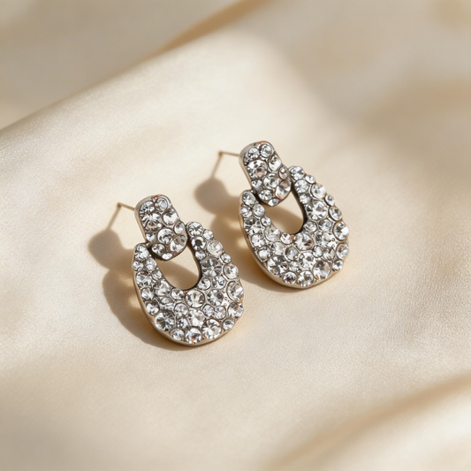 Vintage U-Shaped Pavé Stud Earrings