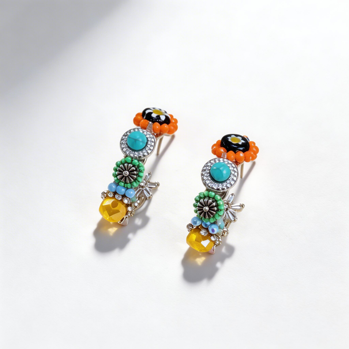 Bohemian Multi-Layer Turquoise &amp;amp; Citrine Earrings
