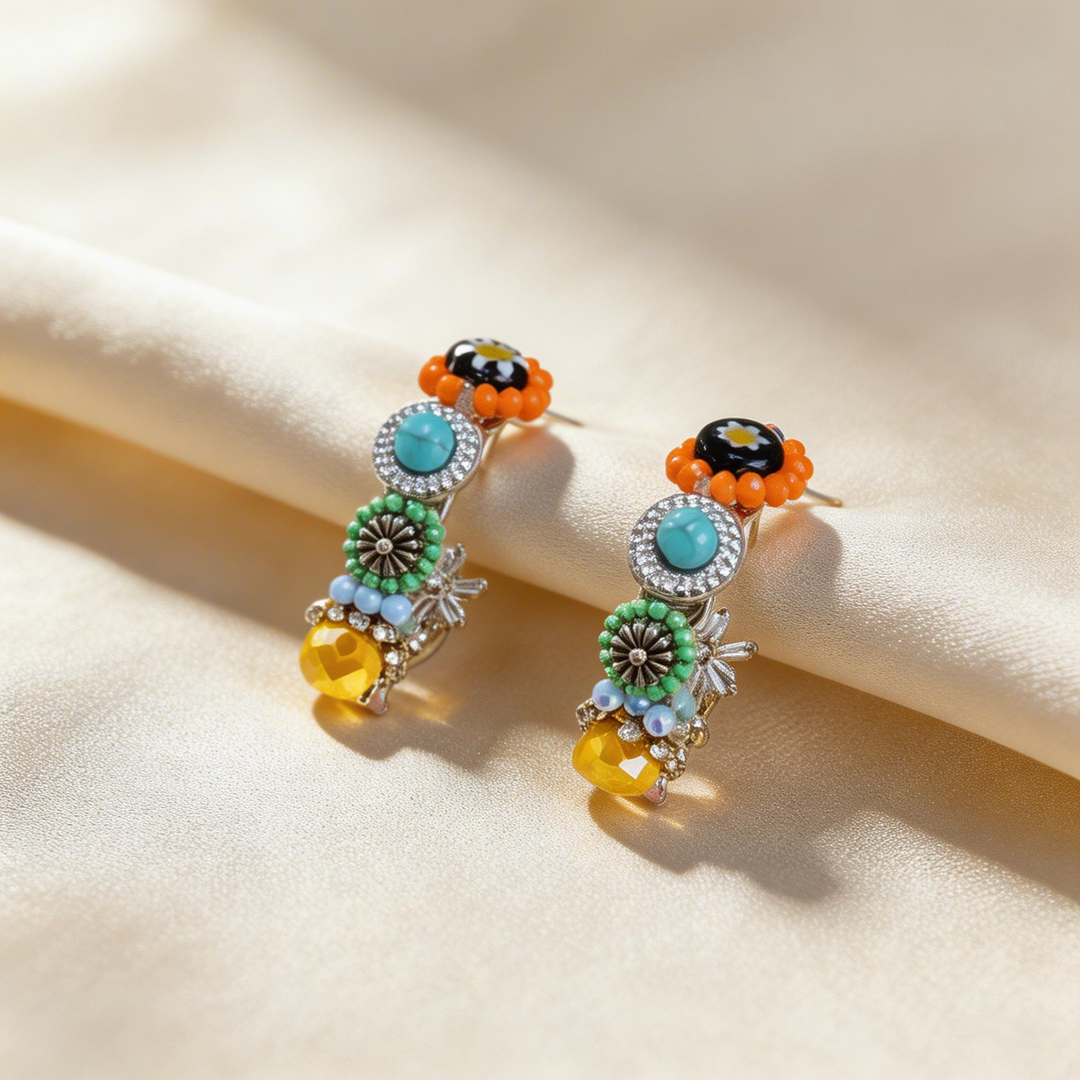 Bohemian Multi-Layer Turquoise &amp;amp; Citrine Earrings