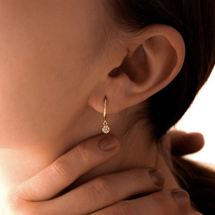 Round Cluster Charm Huggie Hoop Earring