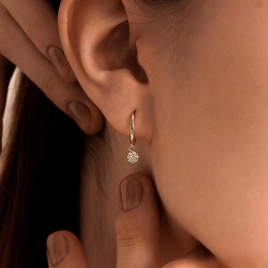 Round Cluster Charm Huggie Hoop Earring