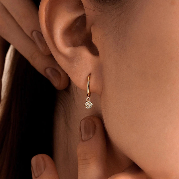 Round Cluster Charm Huggie Hoop Earring